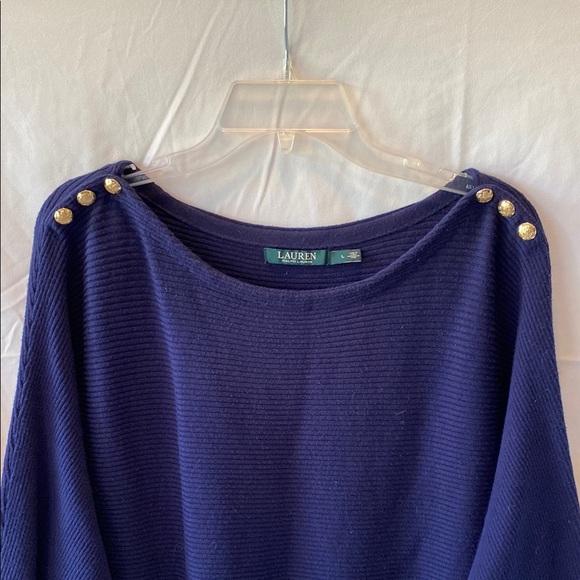 Ralph Lauren Deep Blue Button-Shoulder Sweater - Picture 4 of 9